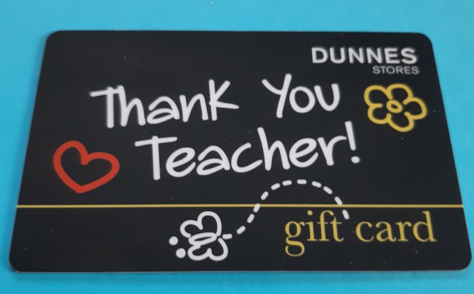 Thank you teacher gift card